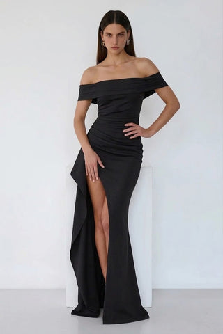 Marceline Slit Gown – Black