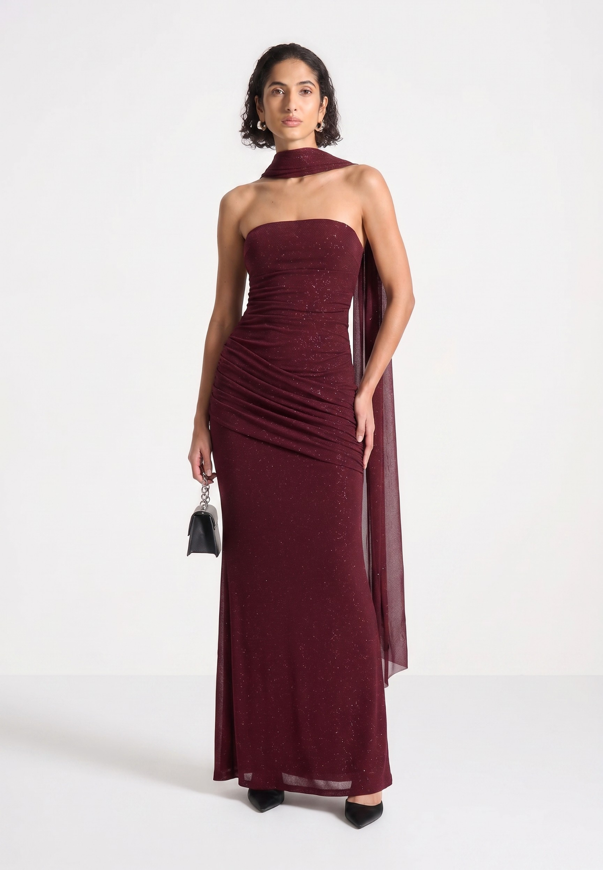 Elowen Scarf Gown – Red Sparkle