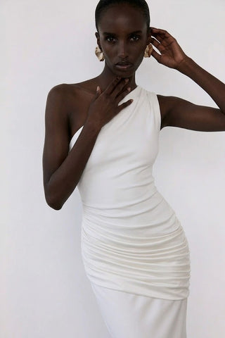 Sadina One-Shoulder Maxi Dress – Ivory