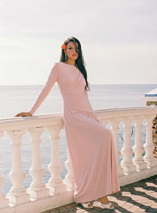 Amara Draped Gown – Blush