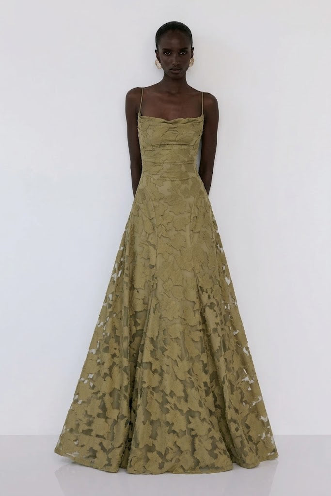 Roselle Gown – Olive Green