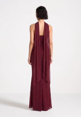 Elowen Scarf Gown – Red Sparkle
