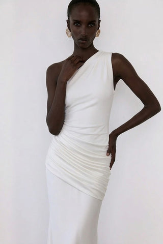 Sadina One-Shoulder Maxi Dress – Ivory