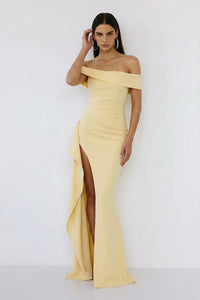 Marceline Slit Gown – Lemon Yellow