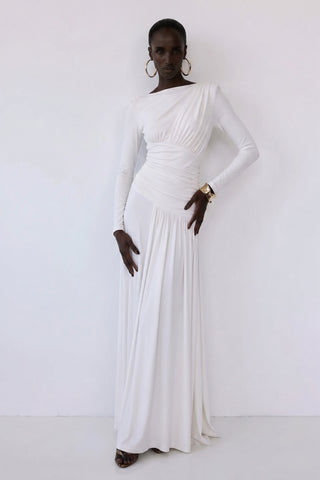 Amara Draped Gown – Ivory