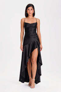 Solène Cascade Gown – Black