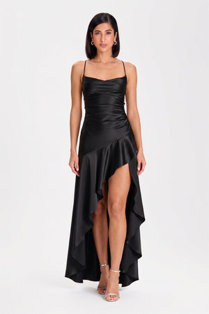 Solène Cascade Gown – Black