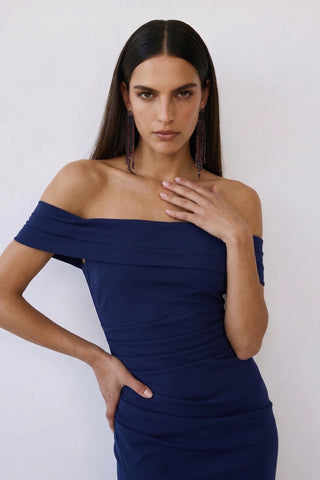Marceline Slit Gown – Navy Blue