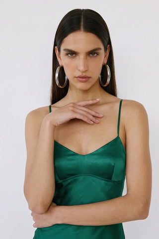Seraphina Satin Gown – Emerald Green