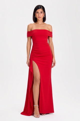 Marceline Slit Gown – Crimson Flame