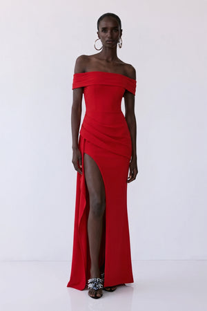 Marceline Slit Gown – Crimson Flame
