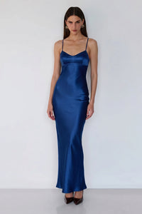 Seraphina Satin Gown – Midnight Sapphire