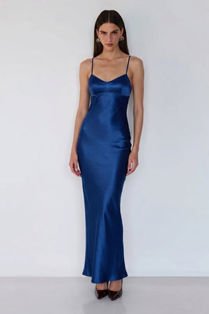 Seraphina Satin Gown – Midnight Sapphire