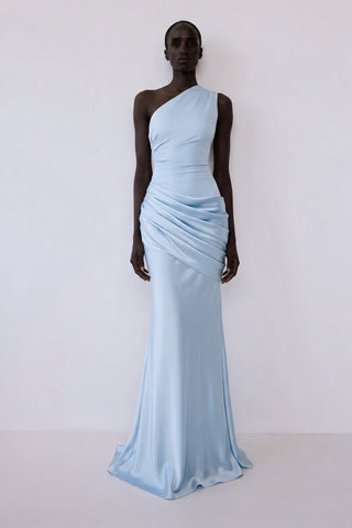Sadina One-Shoulder Maxi Dress – Light Blue