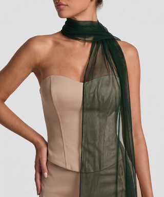 Velina Noir Lucent Veil Scarf in deep emerald – scarf product photo