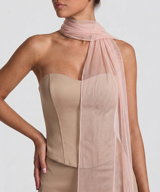 Velina Noir Lucent Veil Scarf in powder blush – scarf product photo