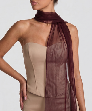 Velina Noir Lucent Veil Scarf in soft burgundy – scarf product photo