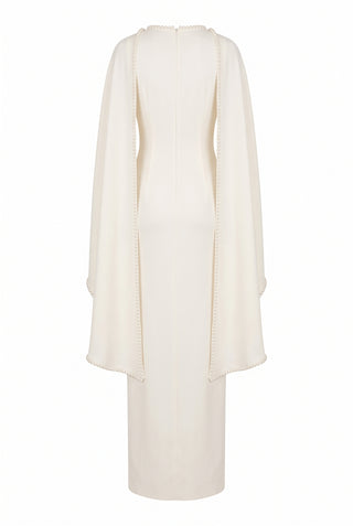 Noura Cape Dress – Ivory Grace