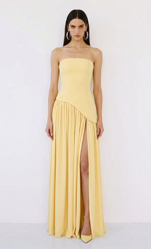 Calanthe Sculpted Scarf Gown – Soleil Yellow