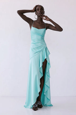 Solène Cascade Gown – Light Aqua