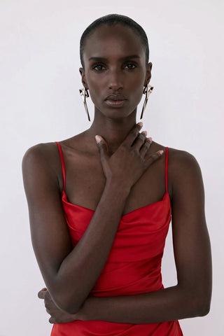 Solène Cascade Gown – Crimson Red
