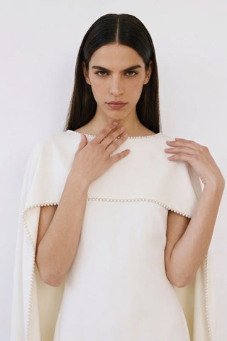 Noura Cape Dress – Ivory Grace