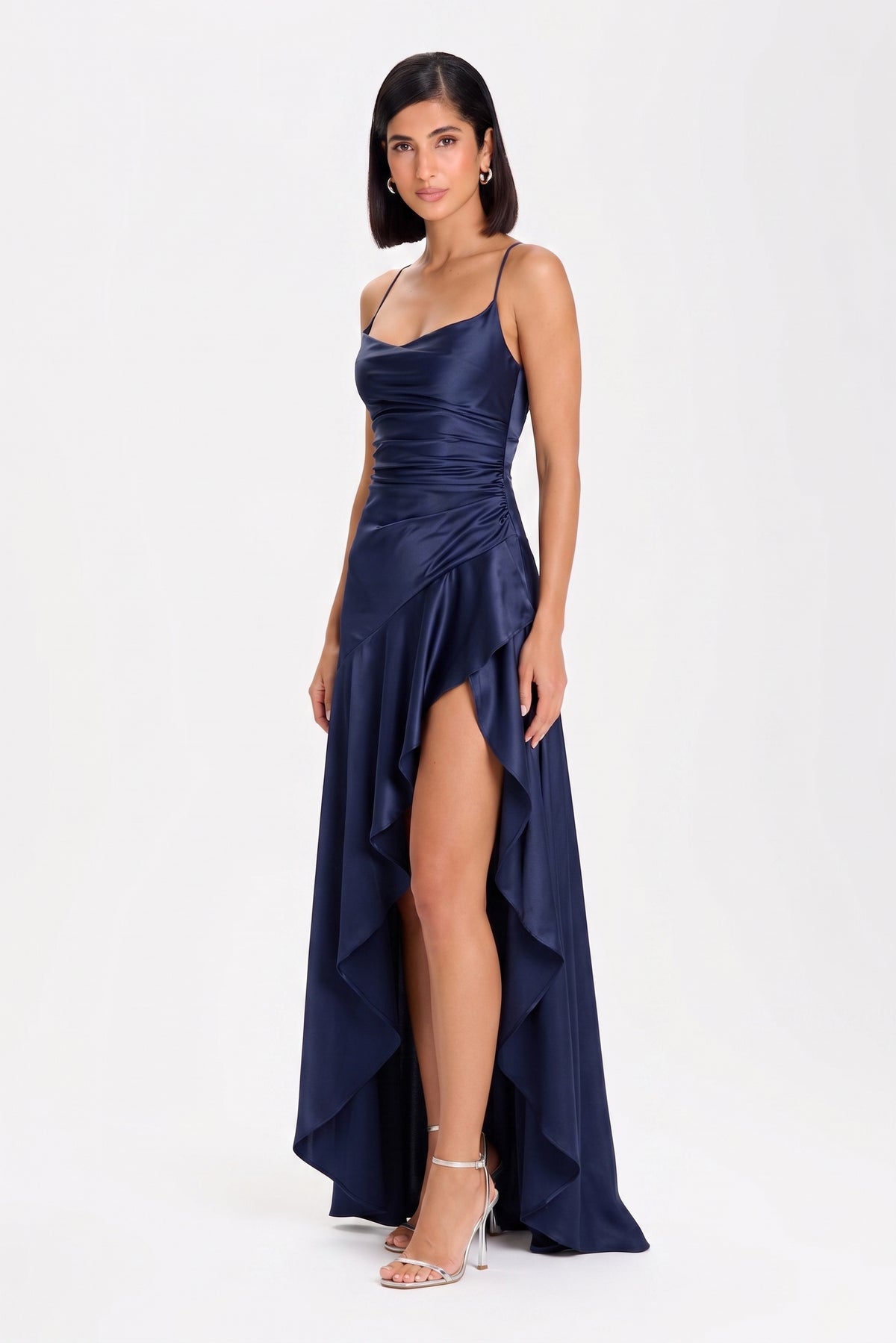Solène Cascade Gown – Navy Blue