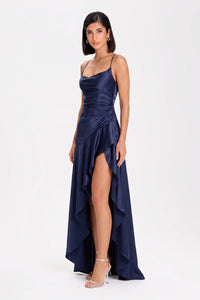 Solène Cascade Gown – Navy Blue