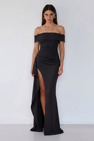 Marceline Slit Gown – Black