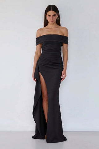 Marceline Slit Gown – Black