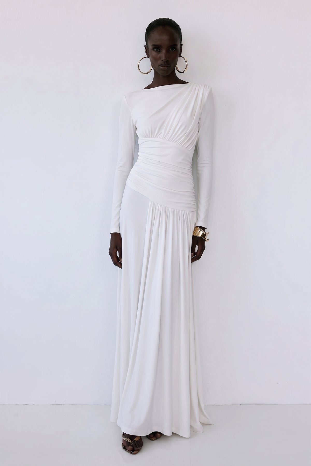 Amara Draped Gown – Ivory