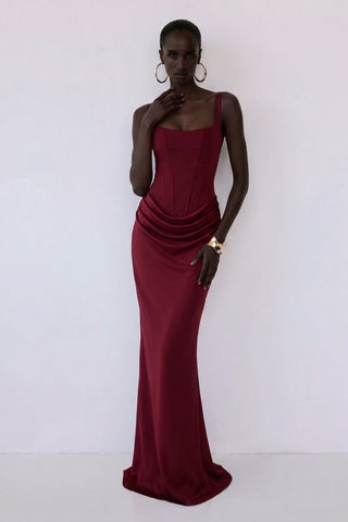 Nocturne Corset Gown – Burgundy Red