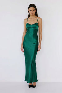 Seraphina Satin Gown – Emerald Green