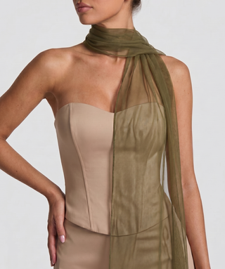 Velina Noir Lucent Veil Scarf in espresso olive – scarf product photo
