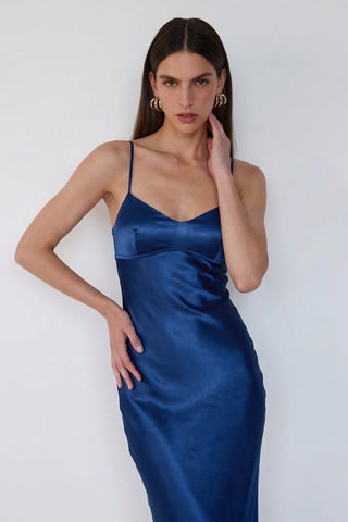 Seraphina Satin Gown – Midnight Sapphire
