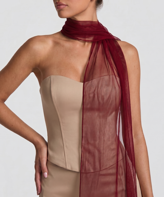 Velina Noir Lucent Veil Scarf in crimson garnet – scarf product photo
