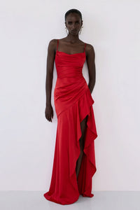 Solène Cascade Gown – Crimson Red