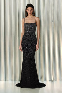 Zafira Crystal Gown – Black