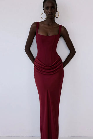Nocturne Corset Gown – Burgundy Red
