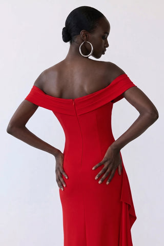 Marceline Slit Gown – Crimson Flame