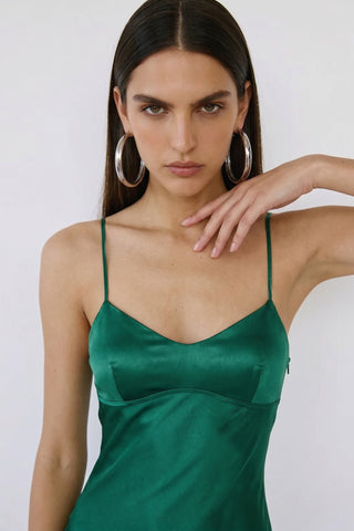 Seraphina Satin Gown – Emerald Green
