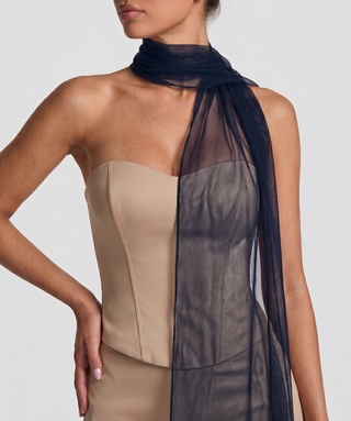 Velina Noir Lucent Veil Scarf in midnight navy – scarf product photo
