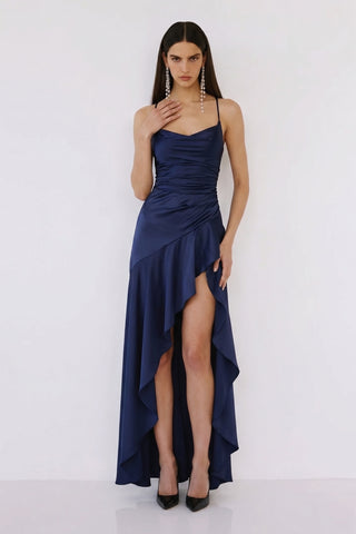 Solène Cascade Gown – Navy Blue