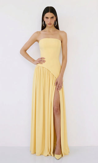 Calanthe Sculpted Scarf Gown – Soleil Yellow