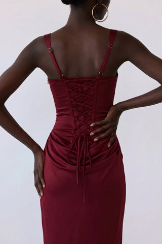 Nocturne Corset Gown – Burgundy Red