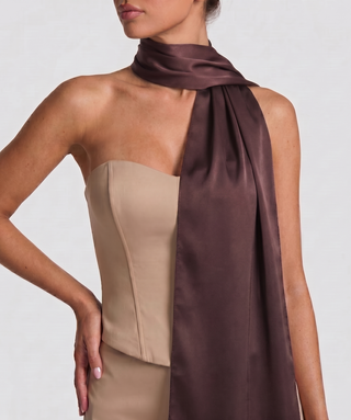 Velina Noir Lustre Wrap Scarf in espresso plum – scarf product photo