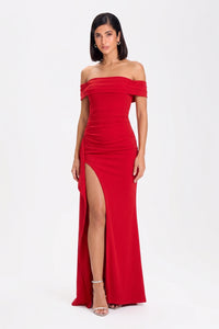 Marceline Slit Gown – Crimson Flame