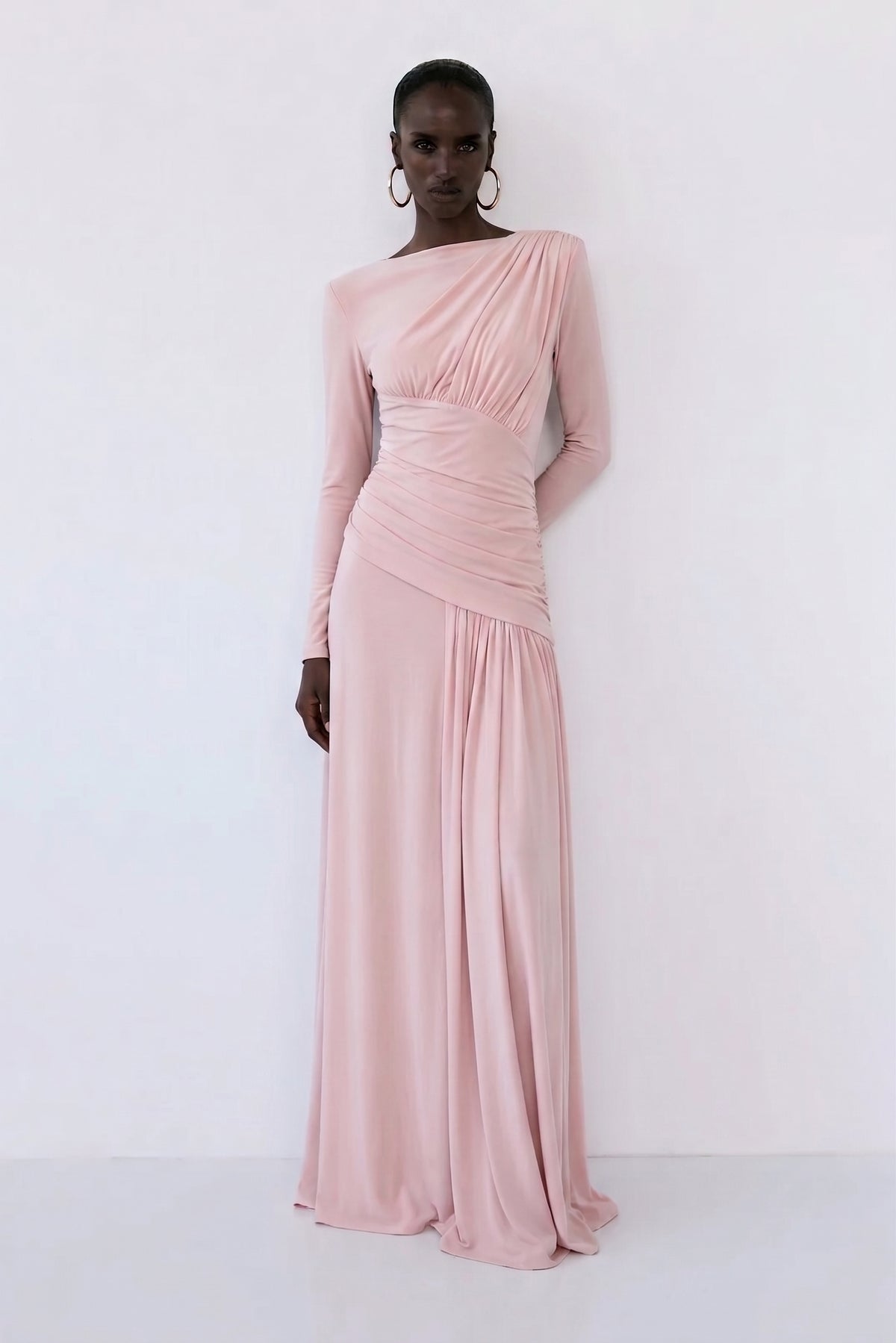Amara Draped Gown – Blush