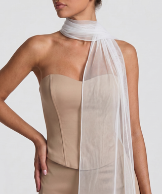Velina Noir Lucent Veil Scarf in sheer ivory – scarf product photo