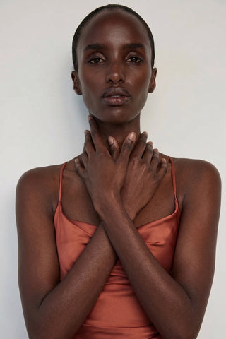Solène Cascade Gown – Burnished Terracotta